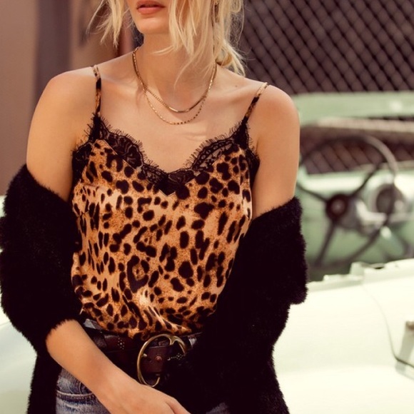 NEW! Leopard Animal Print Eyelash Lace Trim Cami - Picture 9 of 10